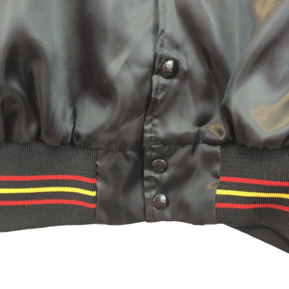 Vintage Disney Wear Mickey Mouse Letterman Jacket Black Satin Made In USA Size L - Picture 6 of 11